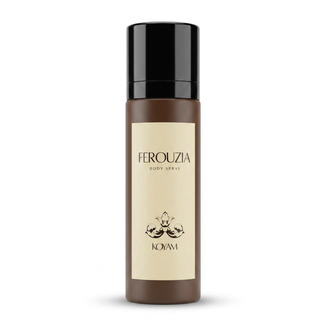 Koyam Ferouzia All Over Body Spray 100ml with Tropical Fruits, Raspberry, Rose, White Musk and Cedarwood