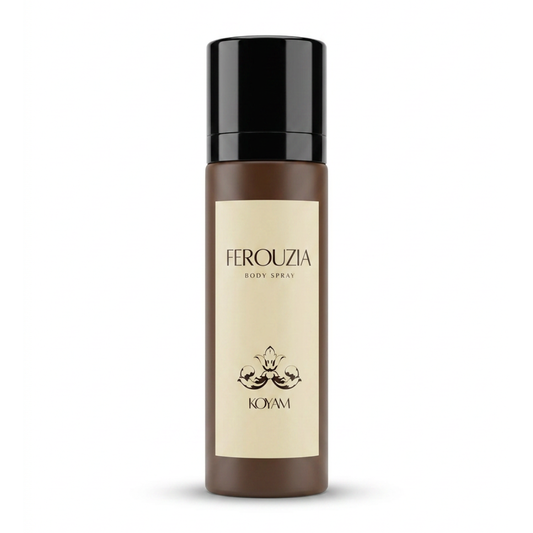Koyam Ferouzia All Over Body Spray 100ml with Tropical Fruits, Raspberry, Rose, White Musk and Cedarwood