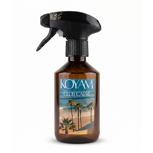 Koyam Club Capri Fine Spray Summer Edition luxury perfume bottle with a fresh citrus and floral fragrance for everyday wear.