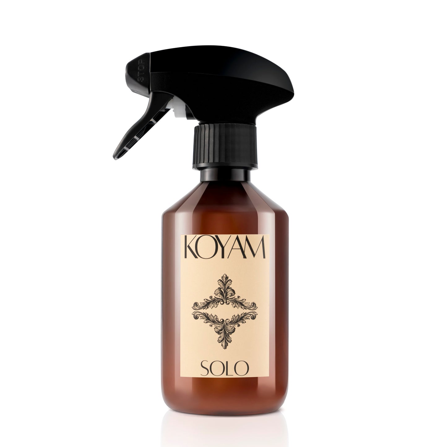 Koyam Solo Fine Spray luxury Arabic perfume with saffron, cristal rose, smoky vetiver, blonde woods and leather accord notes